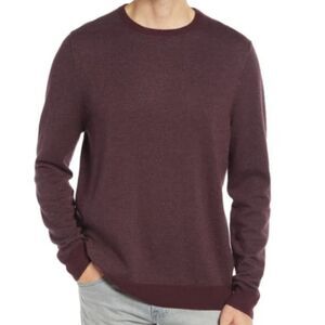 Nordstrom Men’s Shop Sweater Bird's Eye Crewneck Burgundy Fudge Casual Classic